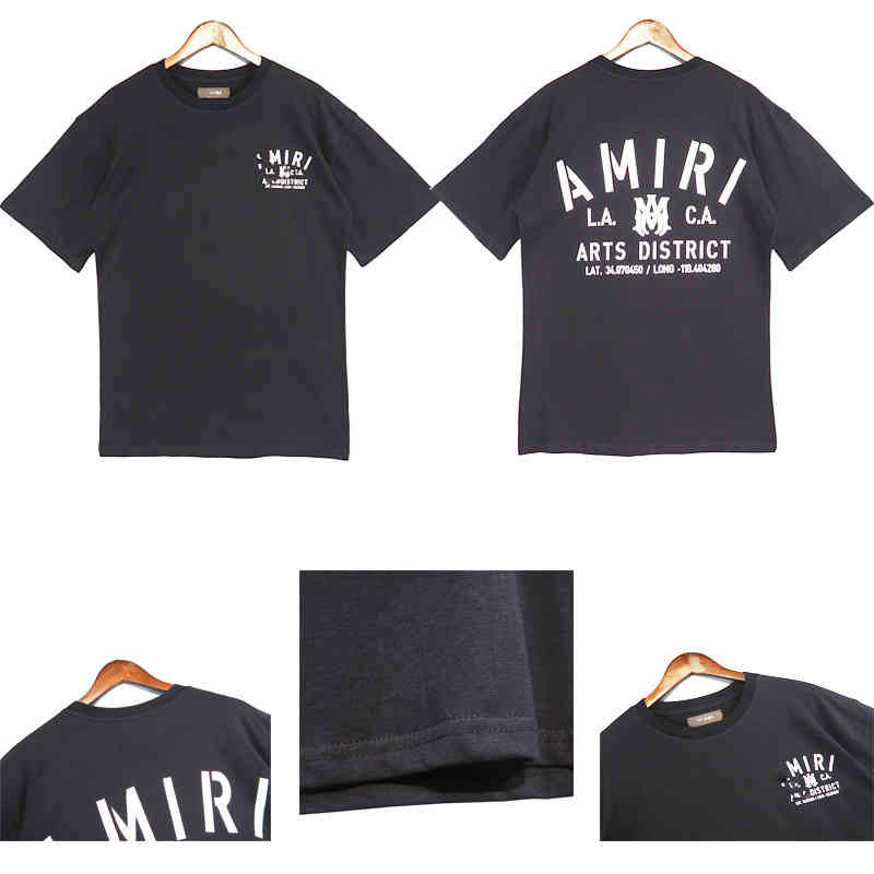 

Designer t Shirts Oversized Large Summer Amirss Short Sleeve High Street T-shirt Tide Brand Round Neck Men' Loose Clothes, Black