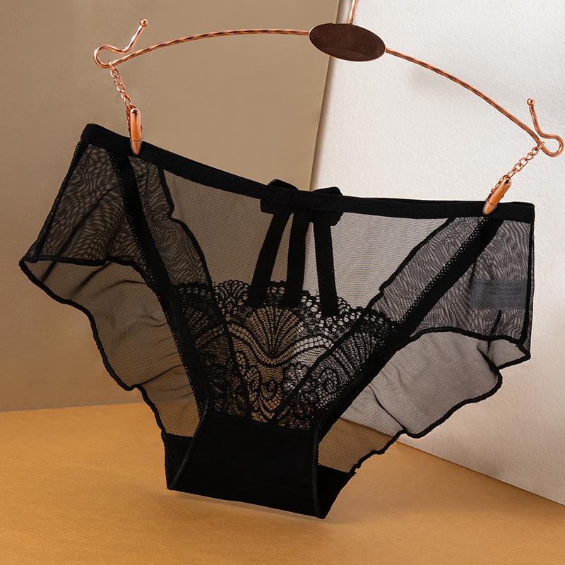 

Giczi Sexy Womens Panties Erotic Underwear Temptation Transparent Lingerie Hollow Out Girl Briefs Net Yarn Lace Underpants, Beige