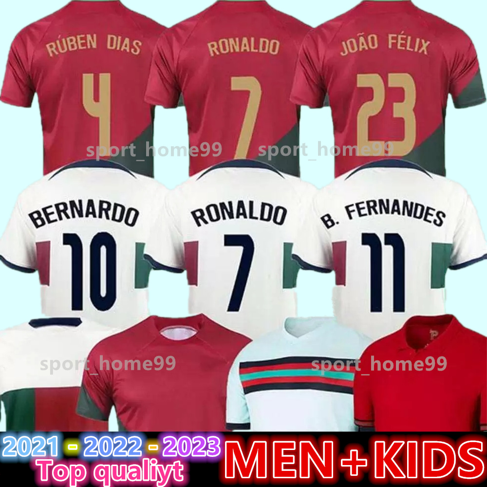

New 2023 Portugal JOAO FELIX soccer Jerseys RUBEN NEVES BRUNO FERNANDES DIOGO J. OTAVIO Portuguesa Home Away Football shirt Portugieser Men Kids Kit uniforms, 22/23 adult-away