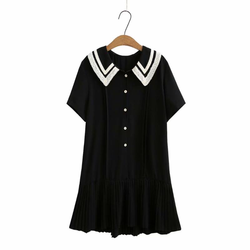 

Plus Size Dresses Dress Lace Collar Short Sleeve Chiffon Summer 2022 Black Elegant Casual Women's 5XL
