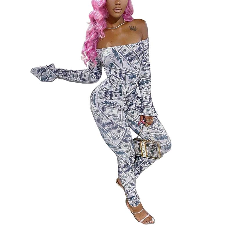 

Women' Jumpsuits & Rompers Xingqing Women Romper Fall Off-Shoulder Jumpsuit Tight Elastic Long Sleeve Home Gym Dollar Jogger Pants Underwea, As photo shows