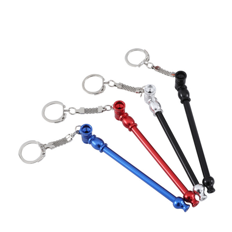

Key chain metal pipe 12cm length portable Smoking pipes for smoke shop