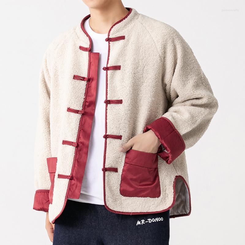 

Men's Down & Parkas Men Loose Casual Vintage Thick Faux Cashmere Chinese Style Cotton Padded Jacket Oversize Women Streetwear Warm Coat Plus, Black