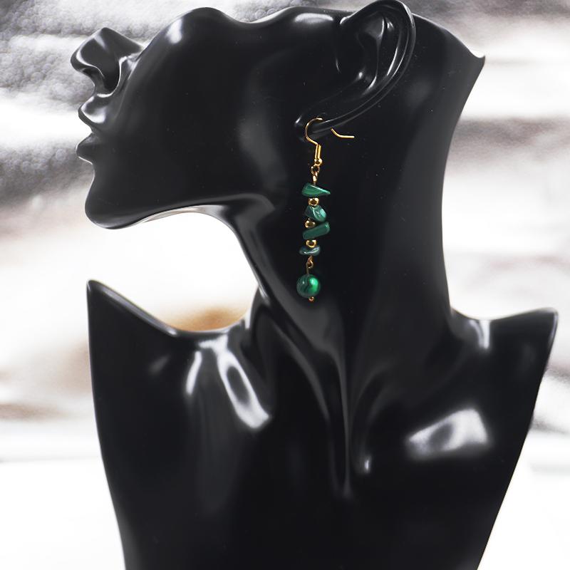 

Dangle & Chandelier Natural Stone Crystal Gravel Earrings For Women Stainless Steel Long Pendants Handmade Vintage Fashion Jewelry