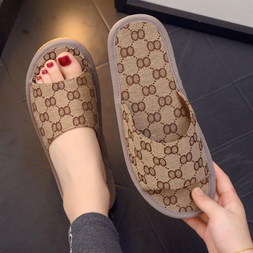 

Slippers Size 35-44 Ladies Indoor Quiet Soft Soles Comfortable Non-Slip Lovers Four Seasons Linen Home Sandals Factory Direct 275S, Blue