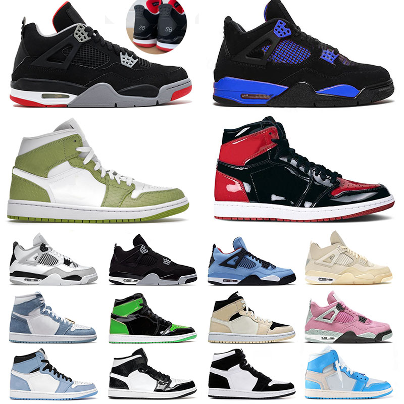 

Basketball Shoes Jumpman 1 4 SB Designer Mens Womens Peach 4s Black Cat IV Green Python Panda 1s Denim Mid Carbon Fiber Sports Sneakers Trainers Size 13 Eur 36-47, # denim 36-46