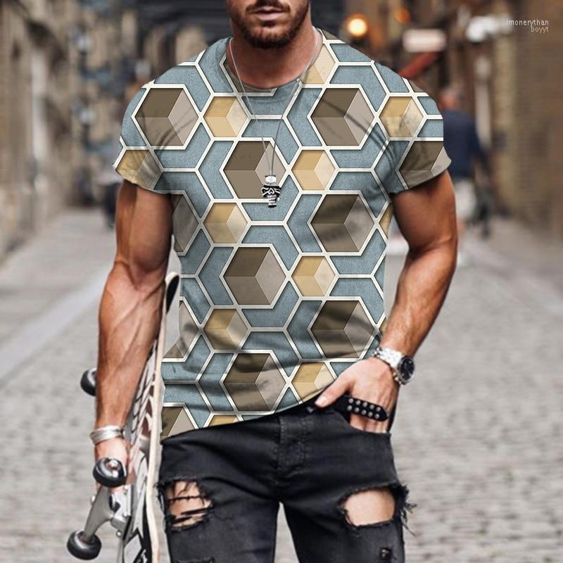 

Men's T-Shirts Printed Striped Premium Puzzle T-Shirt 2022 Spring Summer Fashion Casual Trendy Cool Men's Oversized Short Sleeve Imon22, S4188