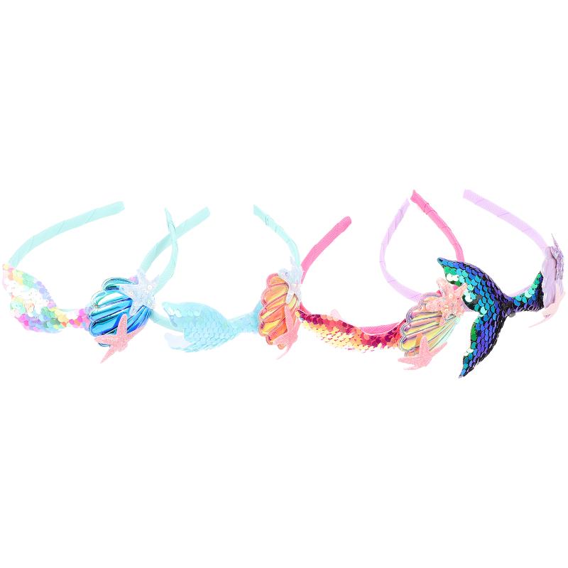 

Bandanas 4Pcs Sequin Mermaid Design Hair Hoops Kids Headdresses Costume DecorsBandanas