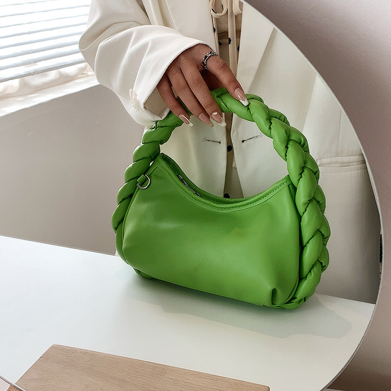 2022 Fashion Woven Female Design Messenger Bag Versatile Women's Rivet Semicircle Bags Trendy Baguette Mini Shoulder Handbag Casual