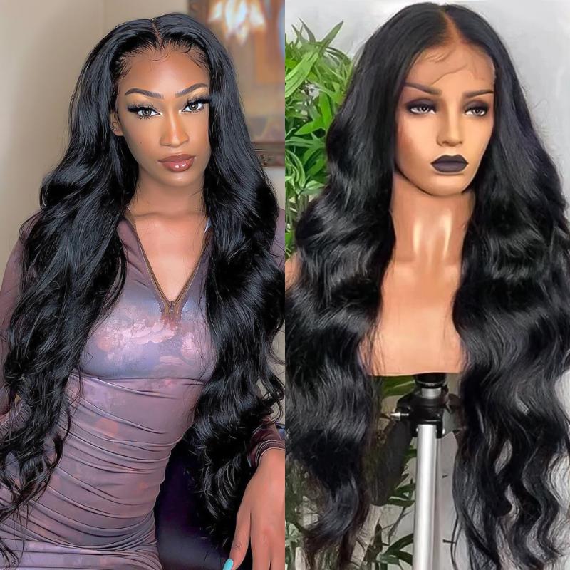 

Lace Wigs 4X4 Closure Wig Body Wave Pre Plucked Remy Human Hair 16-30 Inches For Women HairLace, As pic