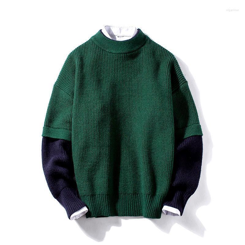 

Men's Sweaters Men Patchwork Pullover Sweater Autumn And Winter Full Sleeve O-Neck TopMen's Olga22, Navy blue