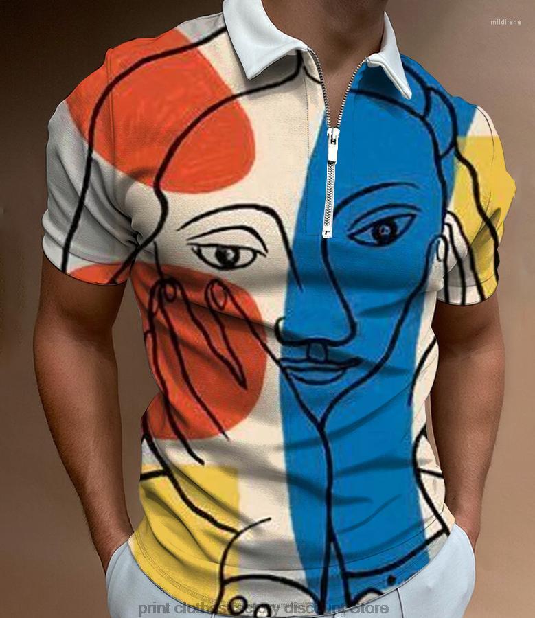 

Men' Polos Casual Zip Lapel Top Fashion Printed Shirt T-shirt Man Figure Printing Short Sleeve T-shirtMen' Men'sMen' Mild22, Ktk9g21281152