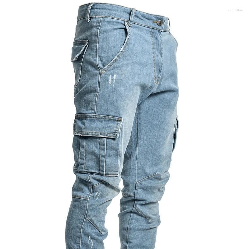 

Men' Pants Style Jeans Men' Side Pockets Small Feet Skinny Streetwear Men Cargo Women Mens Fashion TrouserMen' Naom22, Black