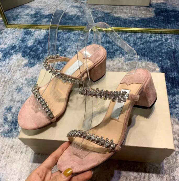 2022 Perfect Summer Bing Sandales Noir Blanc Nude Daim Cuir Strass Strapy Talons Hauts Femmes Sexy Sandalias Mujer Lady Confort Chaussures De Mar