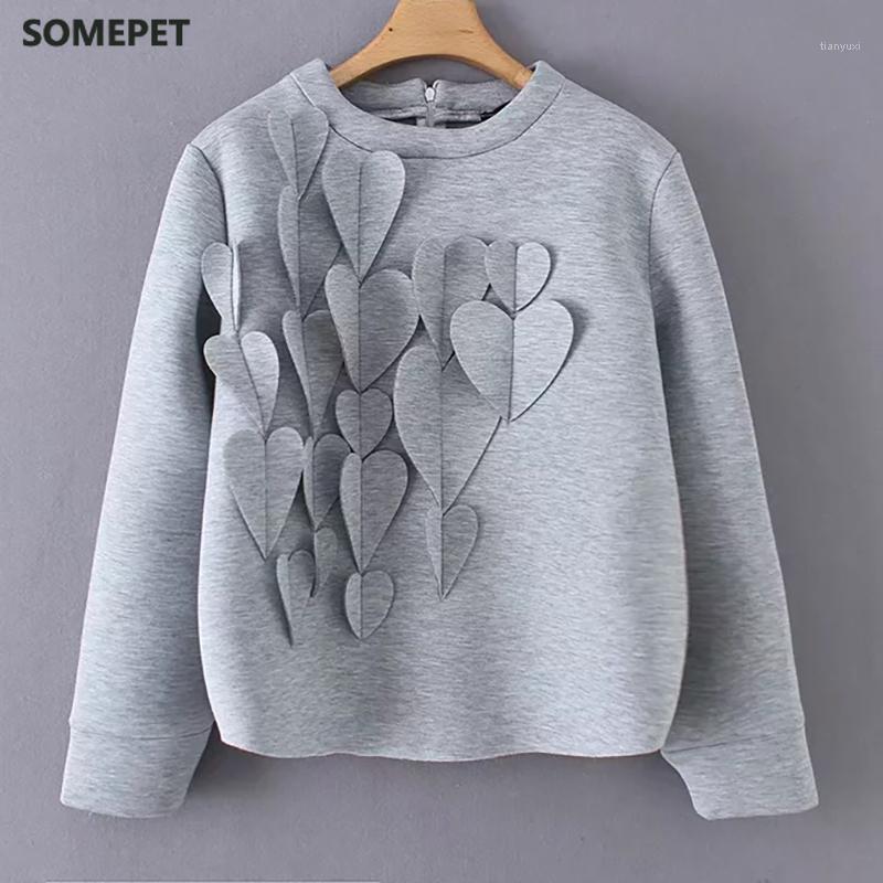 

Autumn Winter Women Cotton Gray Sweatshirts Female Heart Deisgn Fashion Pullover Jacket Womens Long Sleeve Tops Clothes Women' Hoodies