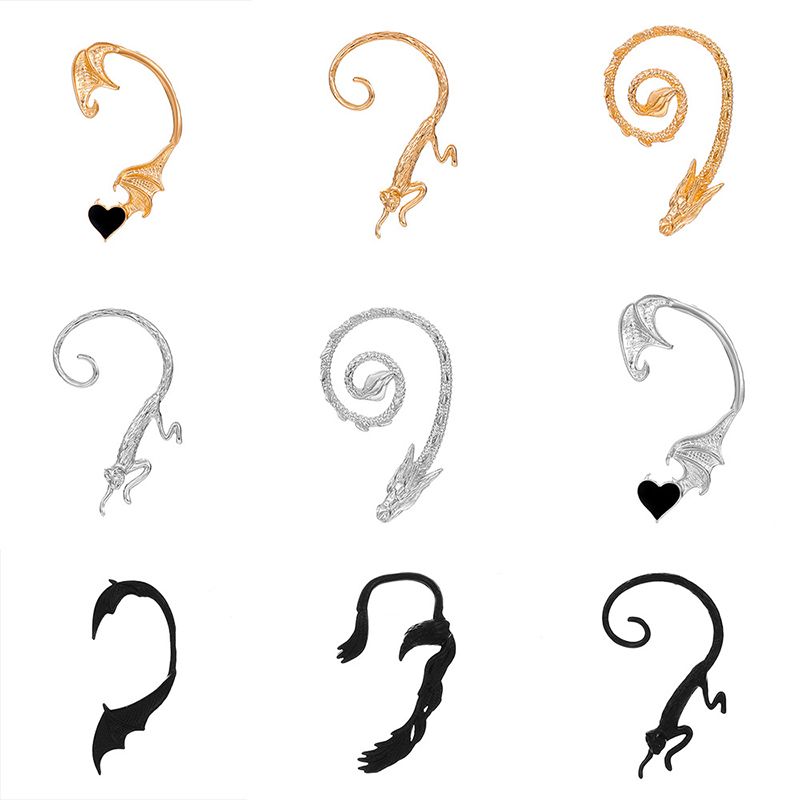 

Retro Punk Elf Dragon Ear Cuff Hanging Single Creative Metal Cat Bat No Hole Bone Clip Accessories