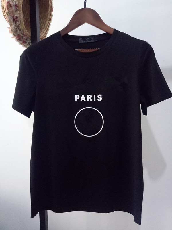 

Designer Woman T Shirt Fashion Top Man Coin Letter Print with Button Up Womens Tee White Cotton Short Sleeve Summer for Lovers Tshirts Black, Army green
