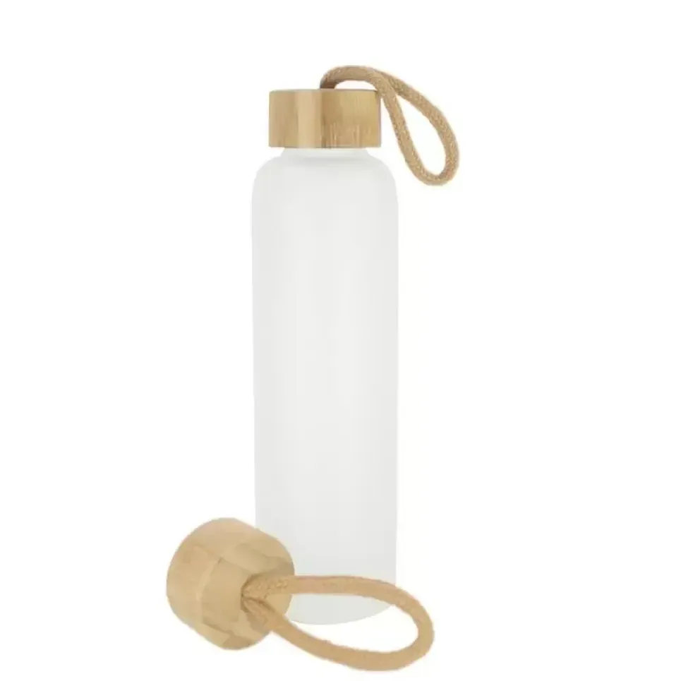 

500ml Sublimation Water Bottle with Bamoo Lids Frosted Clear Glass Juice Bottle Transparent Blank Sublimation Tumbler Travel Mug stock sxmy28