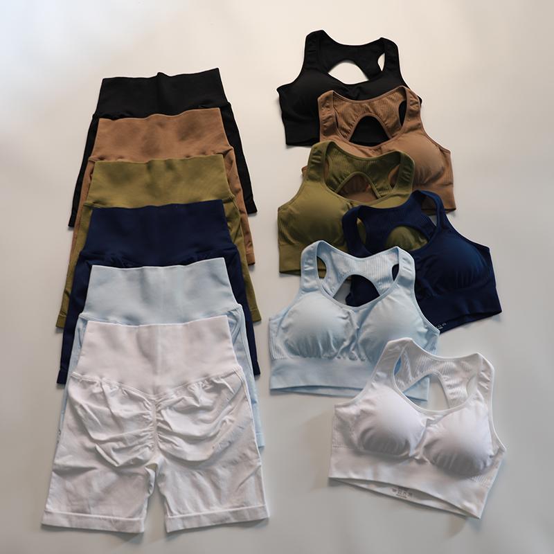 

Yoga Outfit LOLI Women Seamless Sport Suit Sports Bra Shorts Set 2 Pieces Sleeveless Summer Sportswear Gym Running Workout ClothesYoga, Black