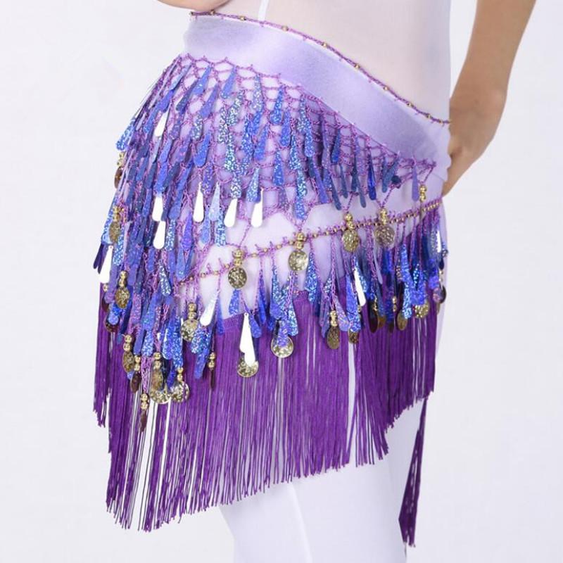 

Stage Wear Oriental Coins Belt Women Belly Dance Costumes Accessories Sequin Tassel Hip Scarf Dancings Waist BeltsingStage, As picture