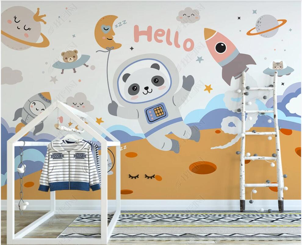 

custom photo mural 3d blue wallpaper on the wall Cute bear space astronaut children's room home decor living room 3D wall murals wallpapers for walls in rolls, Non-woven wallpaper