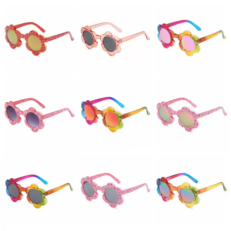 

Child Sunglasses Lovely Sunflowers Colorful Sun Glasses Designer Round Frame Girls Frosted Travel Glasses Sunscreen Shades Fashion Eyeglasses Eyewear