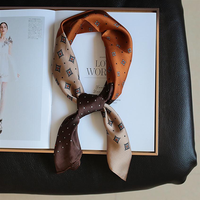 

Women's scarf luxury silk satin headscarf woman printed square 70cm shawl and Wrpas scarfs for women scarf headband purse bag259b