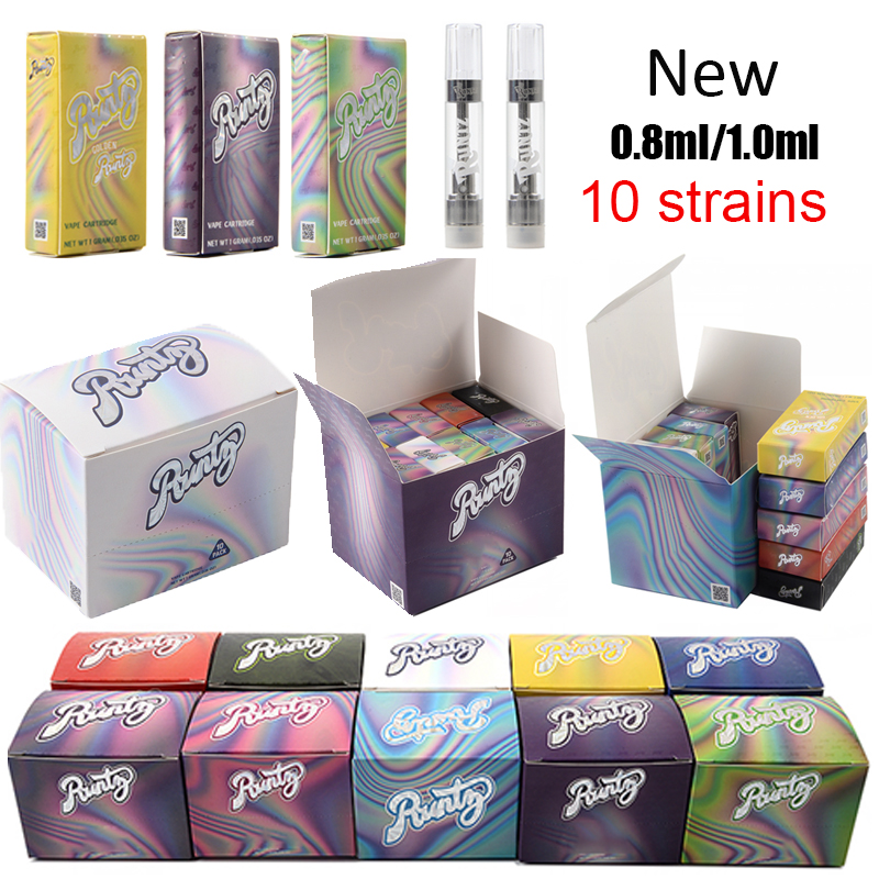 

Runtz Vape Cartridges Newest Packaging Atomizer 0.8ml 1ml Press on Ceramic Empty Carts Thick Oil Dab Vaporizers Glass Tank 510 Thread Vape Cartridge