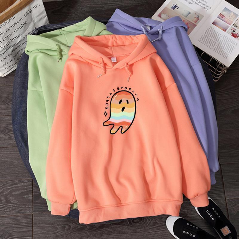 

Women' Hoodies & Sweatshirts Vintage Fun Ghost Literary Hoodie Autumn Winter Warm Fleece For Women Sweatshirt Korean Bluza Damska Z Kapture, Green