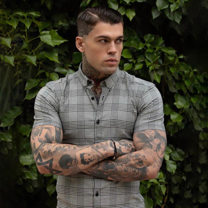 

Men's Casual Shirts Men's Summer Plaid Print Style Plus Size Short Sleeve ShirtsMen's, Black