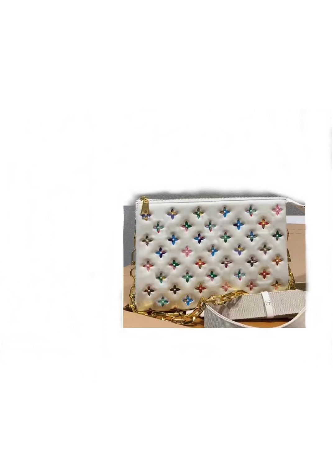 

Print Clutch fashion Leather Bag Shoulder Bag women bags, White