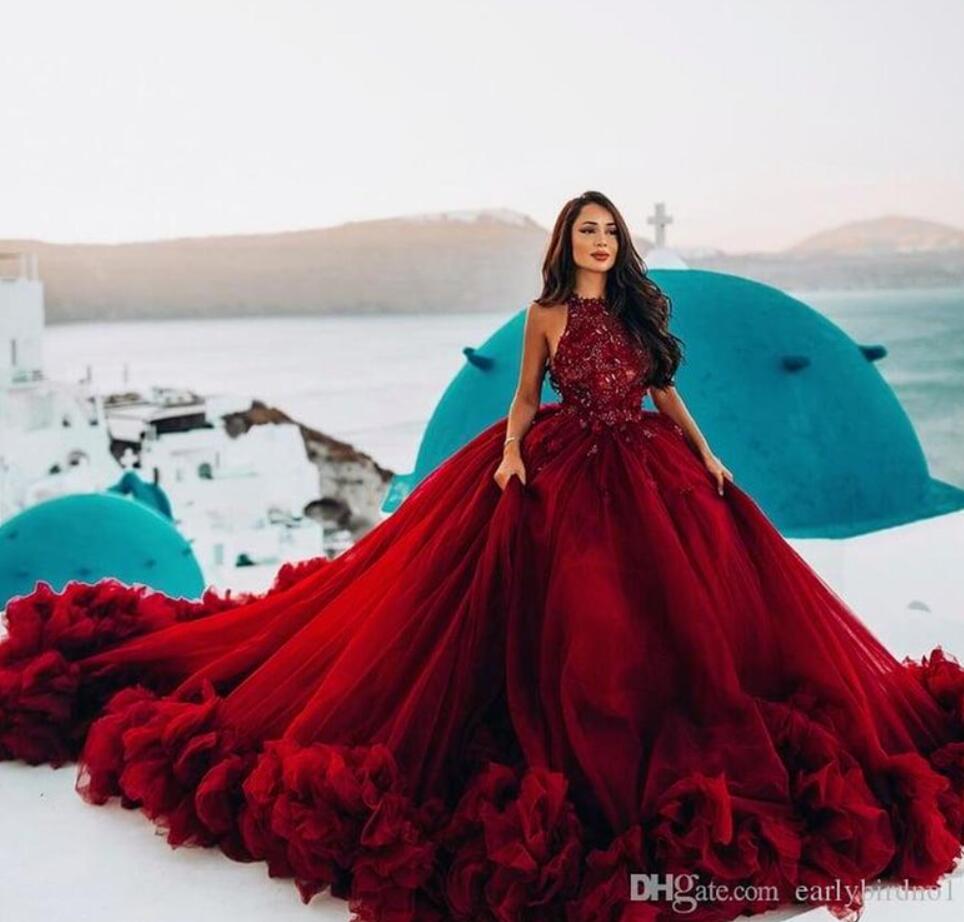 

2022 Royal Burgundy Appliqued Ball Gown Quinceanera Dresses Halter Neck Sweet 16 Dress Long Formal Party Prom Evening Gowns BC11464 C0429, White