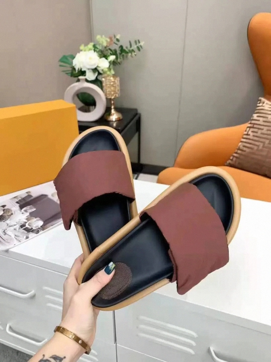 

Women beach vacation Pillow Comfort Slipper Lady Nylon Strap Mule Designer Men Leather Sunset Flat Rubber Outsole Slide Sandal
