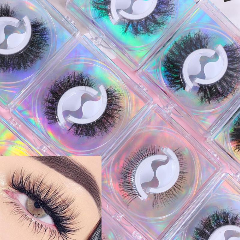 

False Eyelashes No Glue Needed Wispy Natural Curly Messy Reusable Self-adhesive 3D MinkFalse