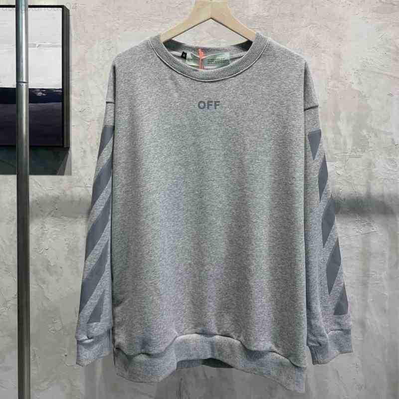 

Space Hoodies Fashion Off Sweatshirts Gray Ghosting Arrow Printing Trend Loose Thin Round Neck Sweater for Men, Grey chaoye-6617 terry