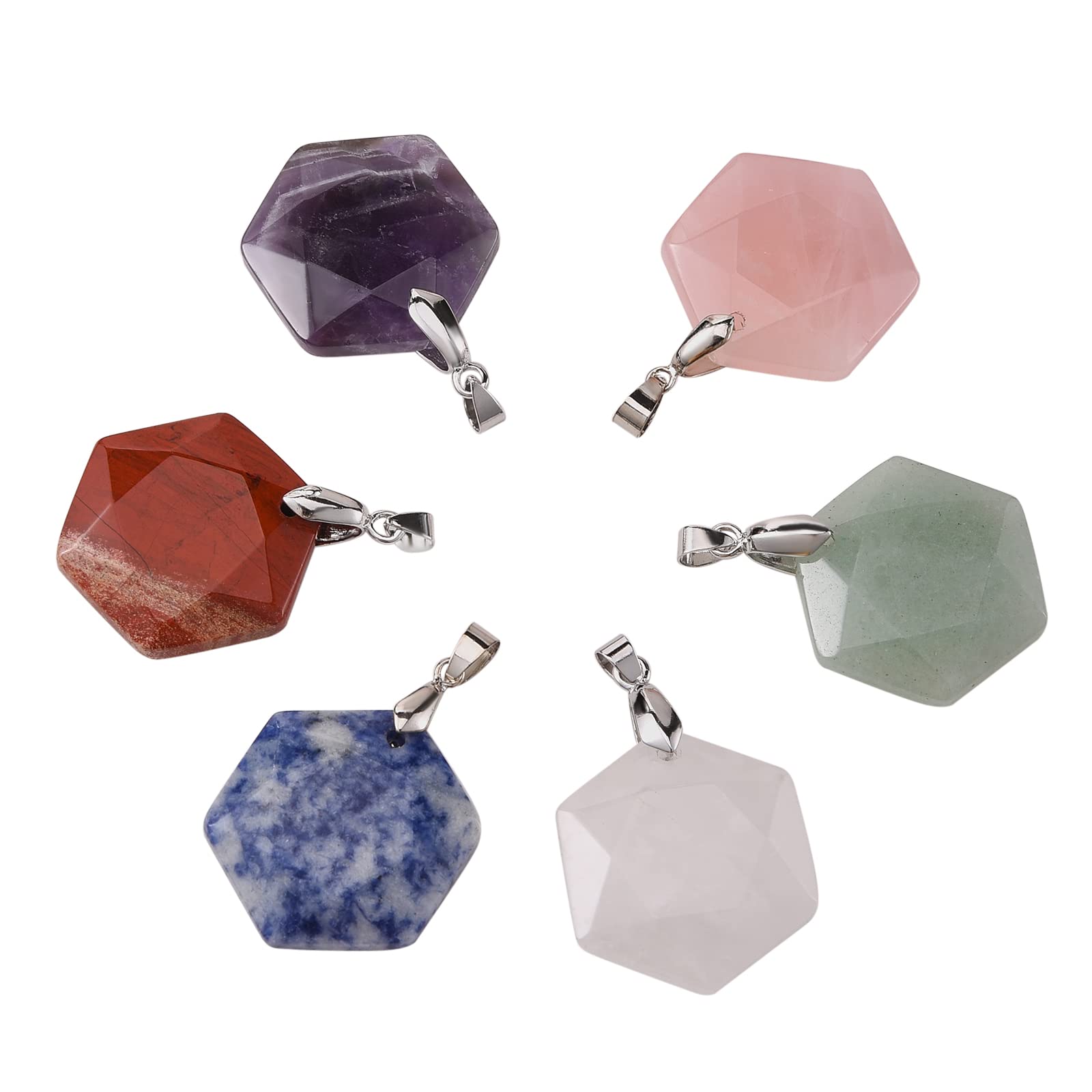 

Pendant Necklaces Cogcharger Natural Gemstone Pendants Hexagon Faceted Charms Crystal Stone Mixed Color For Diy Necklace Jewelry Earr amulK