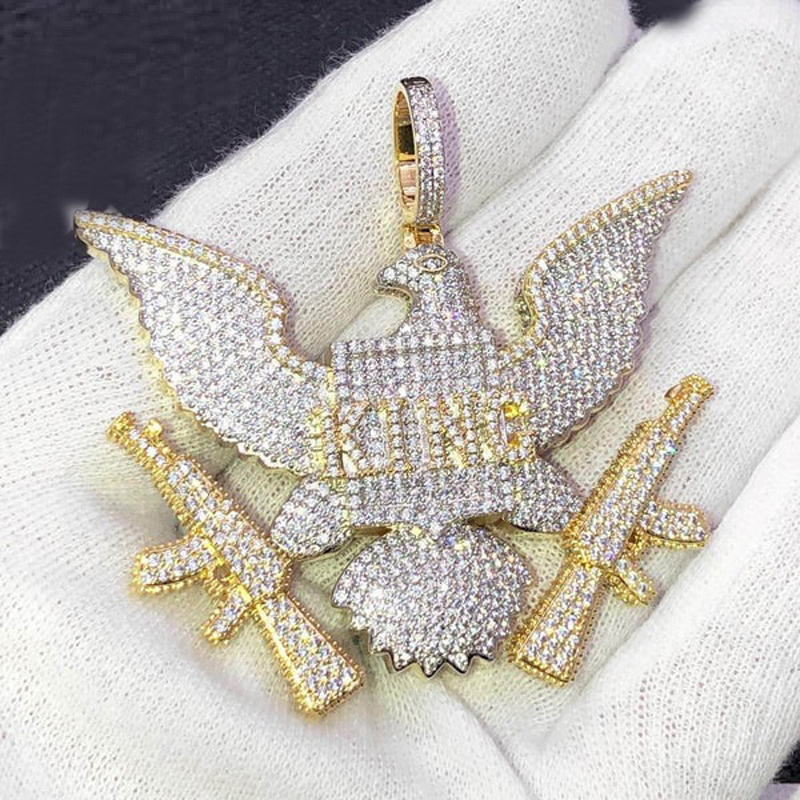

Hip Hop New Design Iced Out Micro Paved CZ Bling King Eagle Pendant Necklace for Men Boy Punks Styles Jewelry Wholesale