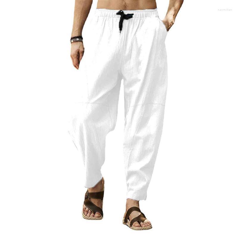 

Men's Pants Toddler Memory Men Spring And Summer Pant Casual All Match Solid Color Cotton Linen Loose Trouser Fashion Beach PantMen's Men'sM, Black