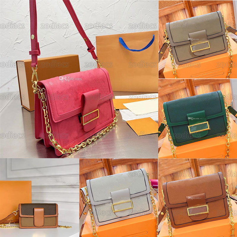 

since 1854 DAUPHINE MM bag Designer Luxury jacquard textile shoulder bags Handbag dauphines mini grained calfskin leather crossbody bag classic chain wallet, Customize