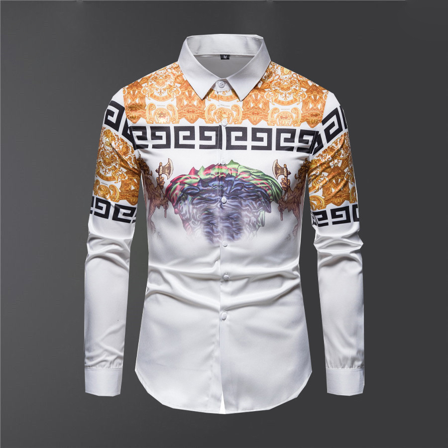 

22 Designers shirts Mens dresses Fashion T Shirts Long sleeve geometric A portrait Image printing Fit T-shirts Luxurys Tops Clothes vercace shirt European 3XL