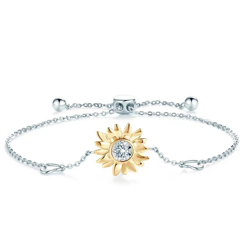 

Charm Bracelets Trendy 0.5ct D Color Moissanite Sunflower Bracelet For Women 925 Sterling Silver Diamond Test PostiveCharmCharm