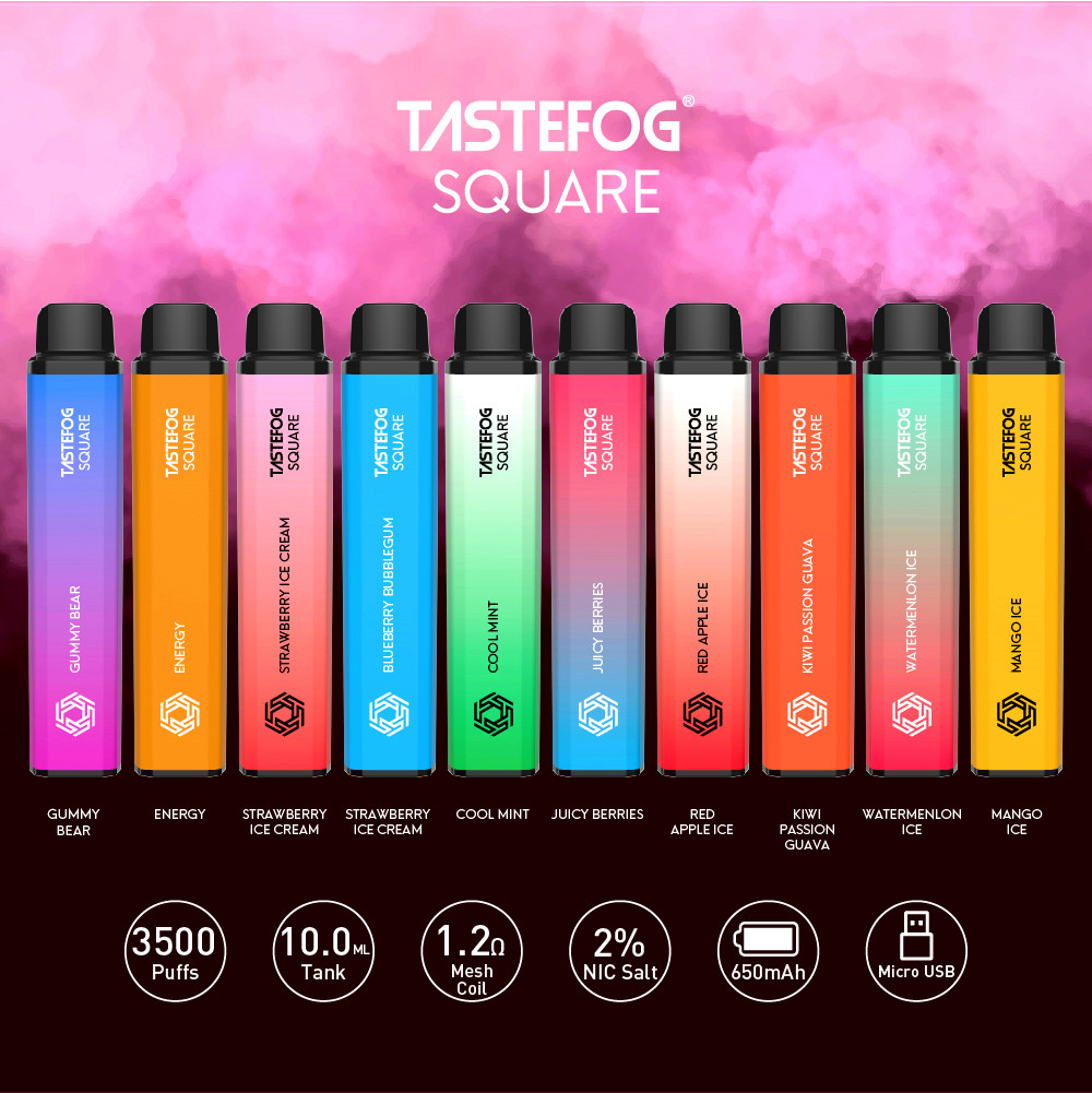 

JC Tastefog SQUARE Disposable E cigarettes 3500 Puffs Vape Pen 650mAh Rechargeable Battery Pod Device 10ml Pre-filled Mesh Coil Pods Vaporizers