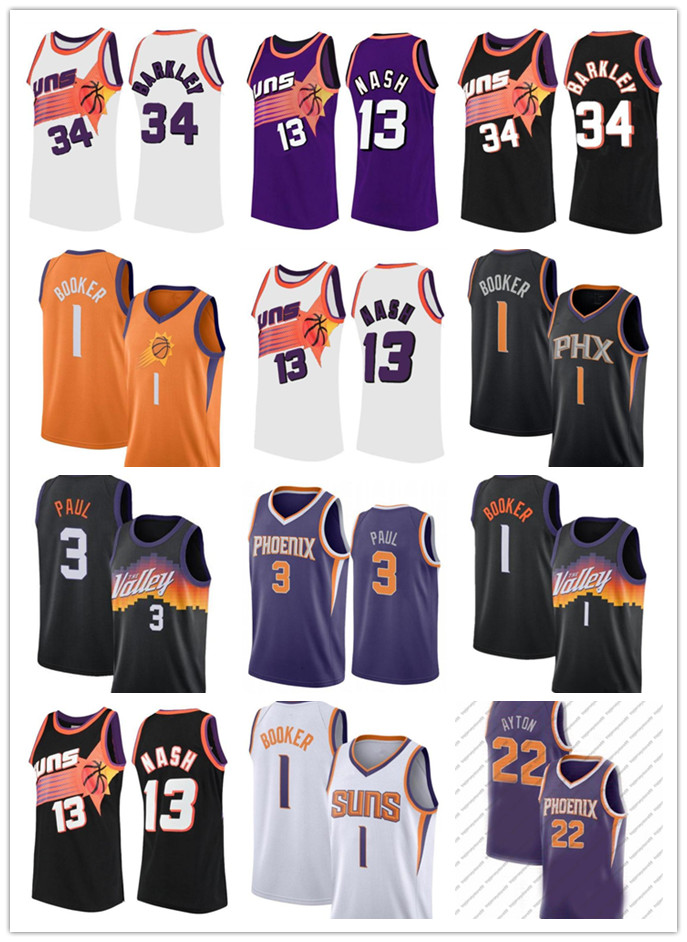 

2021 top The Finals Devin 1 Booker Chris 3 Paul DeAndre 22 Ayton Basketball Jerseys Phoenixs Steve 13 Nash Charles 34 Barkley Sun Jersey Jae