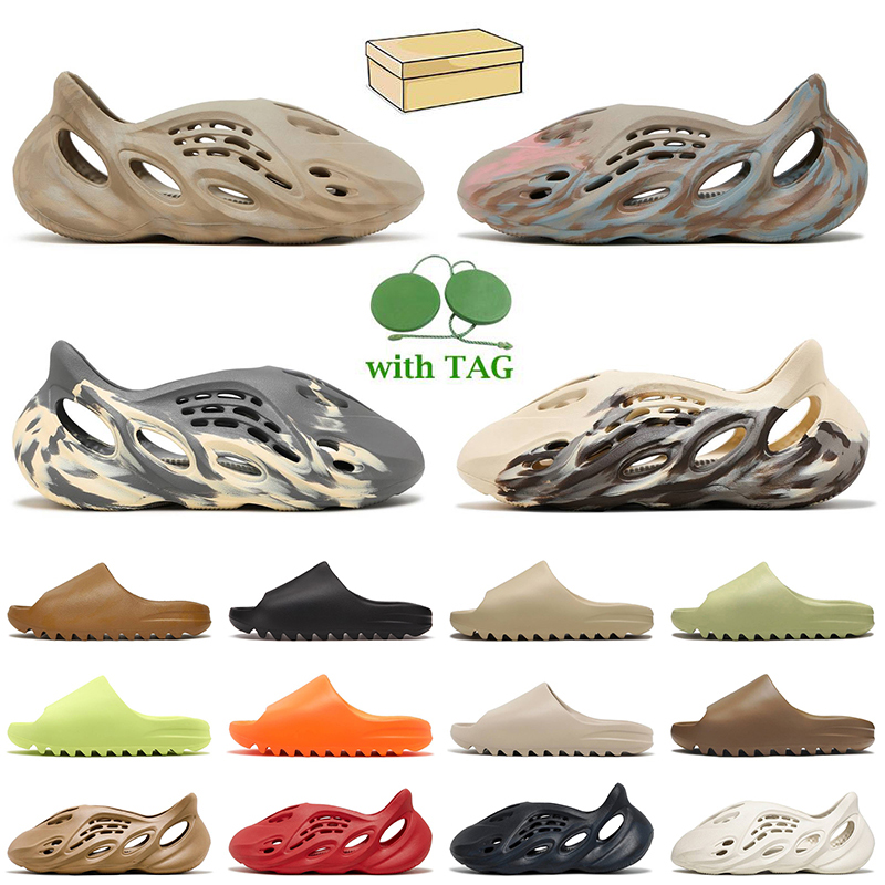 

Foam Runners Designer Slides Slippers Mens Women Sandals Stone Sage Cream Clay Moon Grey Ararat Mineral Blue Ochre Onyx Enflame Orange Beach Shoes With Box Size 36-47, B20 ochre 36-47