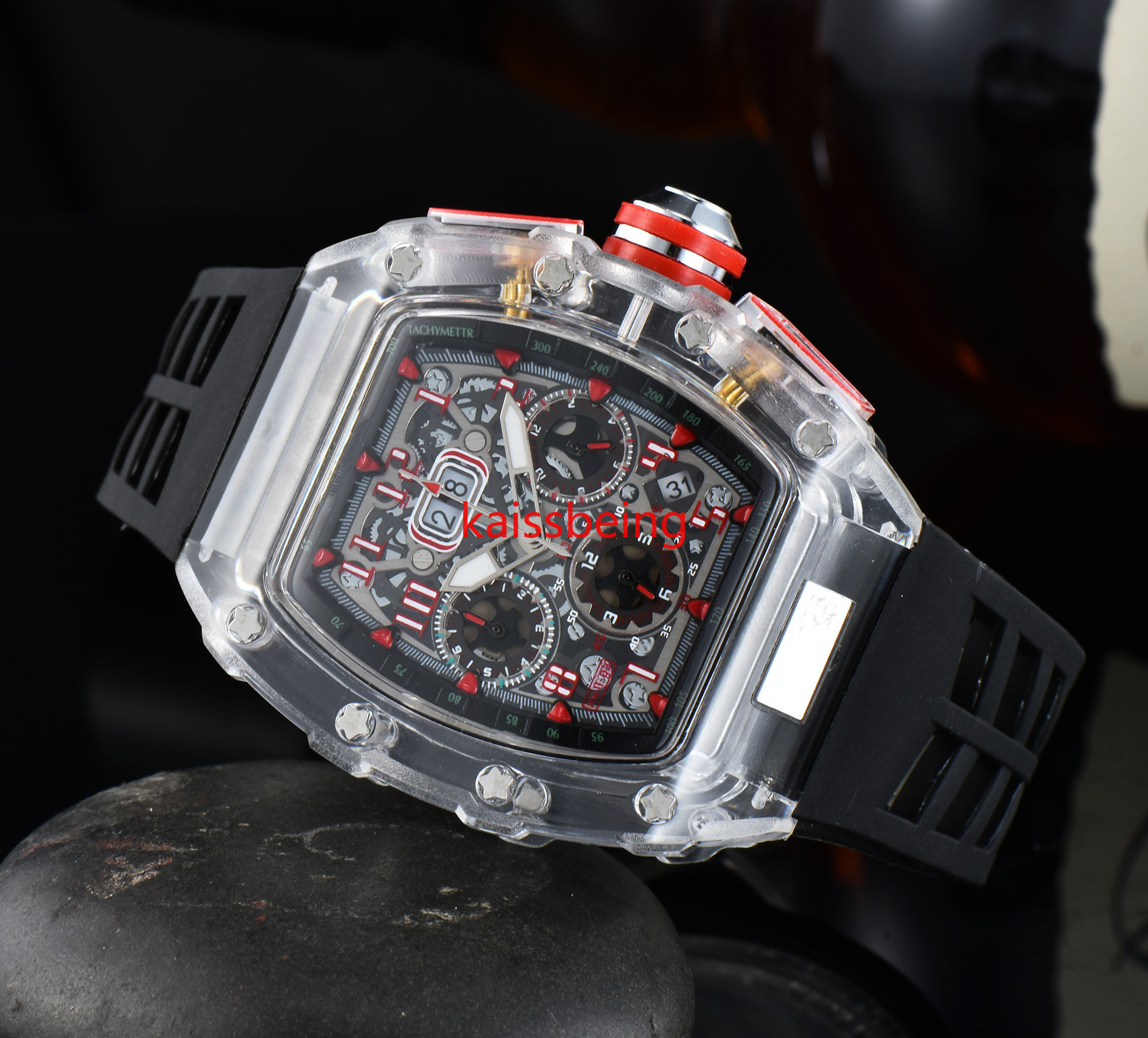 

Hot Fashion Style Luxury Sport Quartz Business Transparent Silicone Watch Man Calendar Wristwatch Date Models Brand New, Box