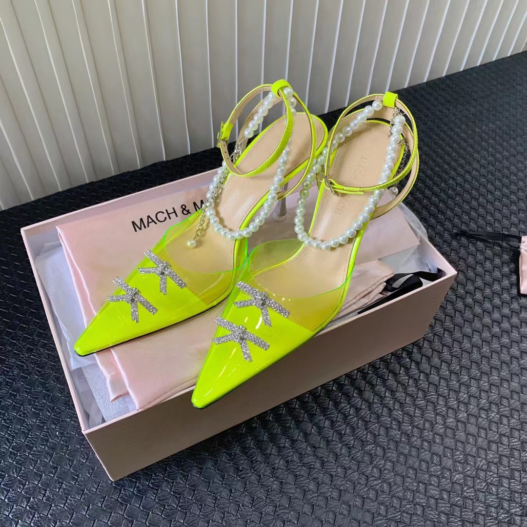 

Women's Shoes Mach & Mach Matilda Pumps Mini Bow Crystal-embellished Pvc Pump Yellow Pearls Chain Crystal