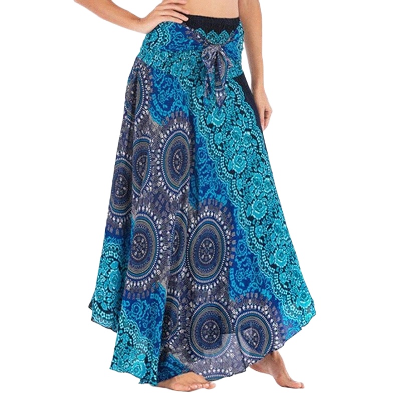 women Long Bohemian Elegant Skirt Halter Sexy Hippie Gypsy Boho Flowers Elastic Waist Floral Midi Skirts h4cX#-image-790121024