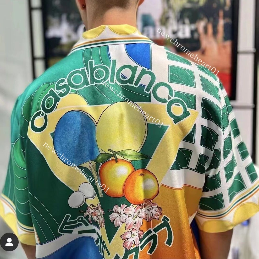 

High quality Casablanc 2022 designer shirts spring and summer table tennis printed men and women Casual Short Sleeve Shirt, As shown in figure