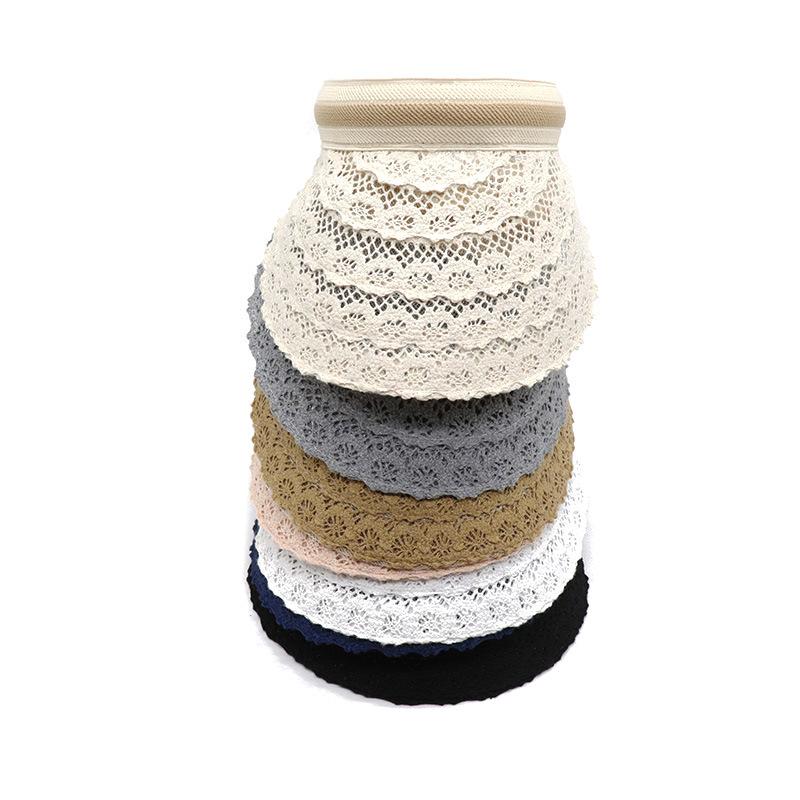

Wide Brim Hats Korean Fashion Lace Headband Empty Top Hat Female Summer Style Japanese Big Eaves Cover Face Sunscreen Wild Beach Cap, White