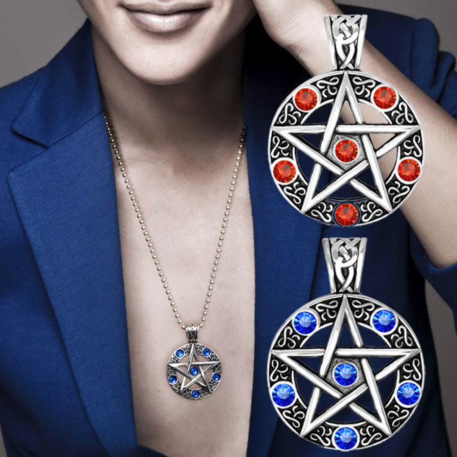 

Mens Titanium Steel Necklace Pentagram Pentacle Hip Hop Five-Pointed Star Pendant Vintage Gothic Jewelry Wholesale Accessories